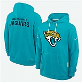 Men's Jacksonville Jaguars Aqua Sideline Standard Issue Initial Home Dri-FIT Pullover Hoodie,baseball caps,new era cap wholesale,wholesale hats