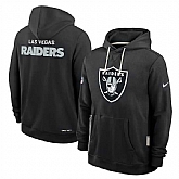 Men's Las Vegas Raiders Black Sideline Standard Issue Initial Home Dri-FIT Pullover Hoodie,baseball caps,new era cap wholesale,wholesale hats