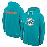 Men's Miami Dolphins Aqua Sideline Standard Issue Initial Home Dri-FIT Pullover Hoodie,baseball caps,new era cap wholesale,wholesale hats