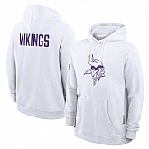 Men's Minnesota Vikings White Sideline Standard Issue Initial Home Dri-FIT Pullover Hoodie,baseball caps,new era cap wholesale,wholesale hats