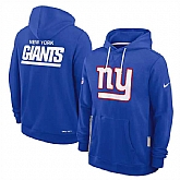 Men's New York Giants Royal Sideline Standard Issue Initial Home Dri-FIT Pullover Hoodie,baseball caps,new era cap wholesale,wholesale hats