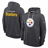 Men's Pittsburgh Steelers Anthracite Sideline Standard Issue Initial Home Dri-FIT Pullover Hoodie,baseball caps,new era cap wholesale,wholesale hats