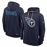 Men's Tennessee Titans Navy Sideline Standard Issue Initial Home Dri-FIT Pullover Hoodie,baseball caps,new era cap wholesale,wholesale hats