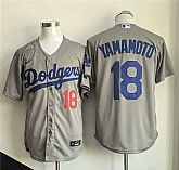 Men's Los Angeles Dodgers #18 Yoshinobu Yamamoto Gray Cool Base Stitched Jersey,baseball caps,new era cap wholesale,wholesale hats