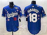 Men's Los Angeles Dodgers #18 Yoshinobu Yamamoto Royal 2025 World Series Patch Tokyo Series Limited Stitched Jersey,baseball caps,new era cap wholesale,wholesale hats