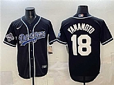 Men's Los Angeles Dodgers #18 Yoshinobu Yamamoto Black 2025 World Series Champions Patch Cool Base Stitched Jersey,baseball caps,new era cap wholesale,wholesale hats