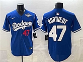 Men's Los Angeles Dodgers #47 Ben Rortvedt Royal 2025 World Series Patch Limited Stitched Jersey,baseball caps,new era cap wholesale,wholesale hats
