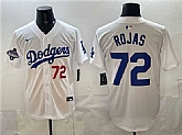 Men's Los Angeles Dodgers #72 Miguel Rojas White 2025 World Series Champions Patch Limited Stitched Jersey,baseball caps,new era cap wholesale,wholesale hats