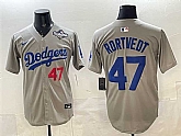 Men's Los Angeles Dodgers #47 Ben Rortvedt Gray 2025 World Series Patch Limited Stitched Jersey,baseball caps,new era cap wholesale,wholesale hats