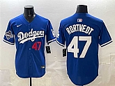 Men's Los Angeles Dodgers #47 Ben Rortvedt Royal 2025 World Series Champions Patch Limited Stitched Jersey,baseball caps,new era cap wholesale,wholesale hats