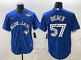 Men's Toronto Blue Jays #57 Shane Bieber Royal 2025 World Series Cool Base Stitched Jersey,baseball caps,new era cap wholesale,wholesale hats
