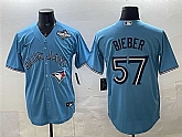 Men's Toronto Blue Jays #57 Shane Bieber Blue 2025 World Series Cool Base Stitched Jersey,baseball caps,new era cap wholesale,wholesale hats