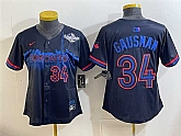 Women's Toronto Blue Jays #34 Kevin Gausman Navy 2025 World Series City Connect Limited Stitched Jersey(Run Small),baseball caps,new era cap wholesale,wholesale hats