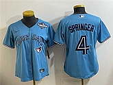 Women's Toronto Blue Jays #4 George Springer Blue 2025 World Series Cool Base Stitched Jersey(Run Small),baseball caps,new era cap wholesale,wholesale hats