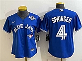 Women's Toronto Blue Jays #4 George Springer Royal 2025 World Series Cool Base Stitched Jersey(Run Small),baseball caps,new era cap wholesale,wholesale hats