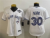 Women's Toronto Blue Jays #30 Alejandro Kirk White 2025 World Series Home Cool Base Stitched Jersey(Run Small),baseball caps,new era cap wholesale,wholesale hats