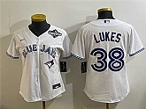 Women's Toronto Blue Jays #38 Nathan Lukes White 2025 World Series Home Cool Base Stitched Jersey(Run Small),baseball caps,new era cap wholesale,wholesale hats