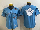 Women's Toronto Blue Jays & Leafs Blue 2025 World Series With White Leafs Logo Cool Base Stitched Jersey(Run Small),baseball caps,new era cap wholesale,wholesale hats