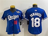 Youth Los Angeles Dodgers #18 Yoshinobu Yamamoto Royal 2025 World Series Patch Limited Stitched Jersey,baseball caps,new era cap wholesale,wholesale hats