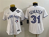Youth Toronto Blue Jays #31 Max Scherzer White 2025 World Series Cool Base Stitched Jersey,baseball caps,new era cap wholesale,wholesale hats