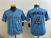 Youth Toronto Blue Jays #4 George Springer Blue 2025 World Series Cool Base Stitched Jersey,baseball caps,new era cap wholesale,wholesale hats