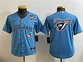 Youth Toronto Blue Jays Team Big Logo Blue 2025 World Series Cool Base Stitched Jersey,baseball caps,new era cap wholesale,wholesale hats