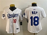 Women's Los Angeles Dodgers #18 MVP White 2025 World Series Champions Patch Limited Stitched Jersey Dzhi,baseball caps,new era cap wholesale,wholesale hats