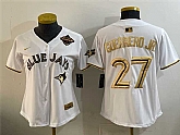 Women's Toronto Blue Jays #27 Vladimir Guerrero Jr. White Gold 2025 American League Champions Limited Stitched Jersey Dzhi,baseball caps,new era cap wholesale,wholesale hats