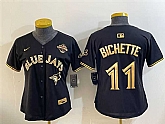 Women's Toronto Blue Jays #11 Bo Bichette Black Gold 2025 American League Champions Limited Stitched Jersey Dzhi,baseball caps,new era cap wholesale,wholesale hats