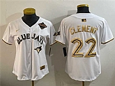 Women's Toronto Blue Jays #22 Ernie Clement White Gold 2025 American League Champions Limited Stitched Jersey Dzhi,baseball caps,new era cap wholesale,wholesale hats