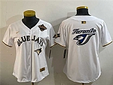 Women's Toronto Blue Jays Team Big Logo White Gold 2025 American League Champions Limited Stitched Jersey Dzhi,baseball caps,new era cap wholesale,wholesale hats