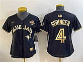 Women's Toronto Blue Jays #4 George Springer Black Gold 2025 American League Champions Limited Stitched Jersey Dzhi,baseball caps,new era cap wholesale,wholesale hats