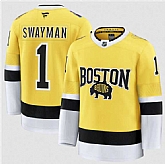 Men's Boston Bruins #1 Jeremy Swayman Gold 2026 Stadium Series Stitched Jersey Dzhi,baseball caps,new era cap wholesale,wholesale hats