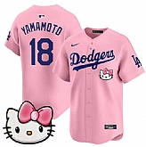 Men's Los Angeles Dodgers #18 Yoshinobu Yamamoto Pink 2025 Hello Kitty Vapor Limited Stitched Jersey Dzhi,baseball caps,new era cap wholesale,wholesale hats