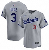 Men's Los Angeles Dodgers #3 Edwin Diaz Grey Cool Base Stitched Jersey Dzhi,baseball caps,new era cap wholesale,wholesale hats