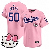 Men's Los Angeles Dodgers #50 Mookie Betts Pink 2025 Hello Kitty Vapor Limited Stitched Jersey Dzhi,baseball caps,new era cap wholesale,wholesale hats