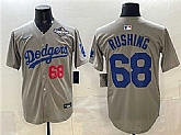 Men's Los Angeles Dodgers #68 Dalton Rushing Gray 2025 World Series Patch Limited Stitched Jersey Dzhi,baseball caps,new era cap wholesale,wholesale hats