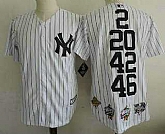 Men's New York Yankees 2 20 42 46 White Home Cool Base Cooperstown Collection Commemorative Jersey with 5 World Series Champions Patches Dzhi,baseball caps,new era cap wholesale,wholesale hats