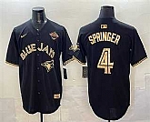 Men's Toronto Blue Jays #4 George Springer Black Gold 2025 American League Champions Limited Stitched Jersey Dzhi,baseball caps,new era cap wholesale,wholesale hats