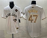 Men's Toronto Blue Jays #47 Addison Barger White Gold 2025 American League Champions Limited Stitched Jersey Dzhi,baseball caps,new era cap wholesale,wholesale hats