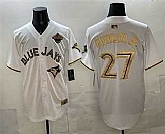 Men's Toronto Blue Jays #27 Vladimir Guerrero Jr White Gold 2025 American League Champions Limited Stitched Jersey Dzhi,baseball caps,new era cap wholesale,wholesale hats