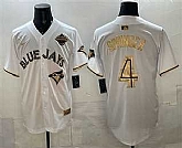 Men's Toronto Blue Jays #4 George Springer White Gold 2025 American League Champions Limited Stitched Jersey Dzhi,baseball caps,new era cap wholesale,wholesale hats