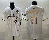 Men's Toronto Blue Jays #11 Bo Bichette White Gold 2025 American League Champions Limited Stitched Jersey Dzhi,baseball caps,new era cap wholesale,wholesale hats