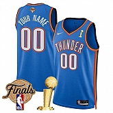 Men's Oklahoma City Thunder Active Player Custom Blue 2025 Finals Patch And Finals Champions Patch Icon Edition Stitched Basketball Jersey,baseball caps,new era cap wholesale,wholesale hats