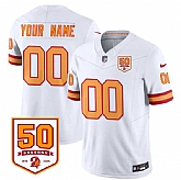 Men's Tampa Bay Buccaneers Active Player Custom White 2025 F.U.S.E. 50th Anniversary Patch Vapor Limited Football Stitched Jersey,baseball caps,new era cap wholesale,wholesale hats
