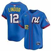 Men's National League #12 Francisco Lindor Blue 2025 All-Star Edition Limited Stitched Baseball Jersey,baseball caps,new era cap wholesale,wholesale hats