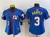 Women's National League #3 Bryce Harper Blue 2025 All-Star Edition Limited Stitched Baseball Jersey(Run Small),baseball caps,new era cap wholesale,wholesale hats