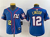 Youth National League #12 Francisco Lindor Blue 2025 All-Star Edition Limited Stitched Baseball Jersey,baseball caps,new era cap wholesale,wholesale hats