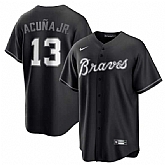 Men's Atlanta Braves #13 Ronald Acuna Jr. Black Lights Out Limited Stitched Baseball Jersey Dzhi,baseball caps,new era cap wholesale,wholesale hats