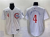 Men's Chicago Cubs #4 Pete Crow-Armstrong White Pinstripe 2nd Alternate Limited Stitched Baseball Jersey,baseball caps,new era cap wholesale,wholesale hats